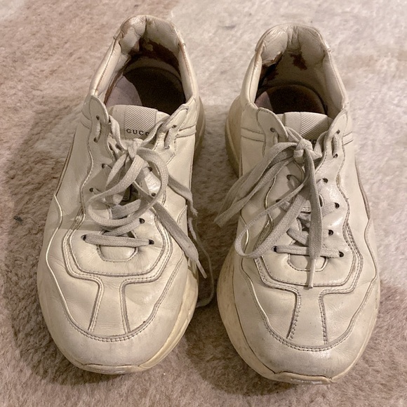 GUCCI Ivory White Rhyton Sneakers, Men’s size 8 - Picture 3 of 5